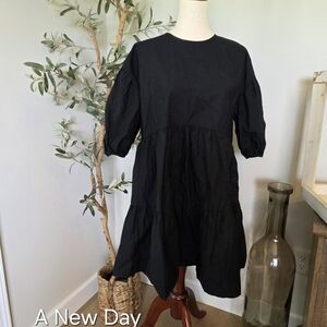 A New Day Black Puff Sleeve A-Line Dress